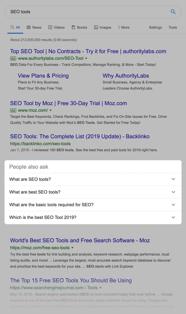 Các Kết Quả Hiển Thị Phổ Biến Trên SERP