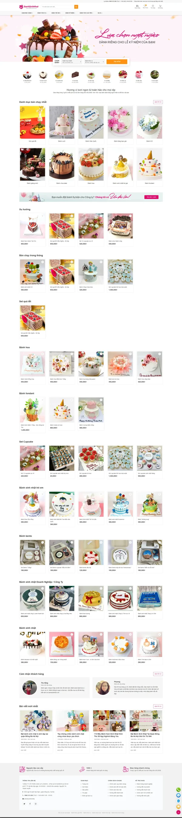 Mẫu Website bánh sinh nhật MN355