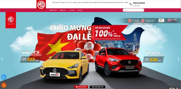Mẫu Website bán xe ô tô MG MN342