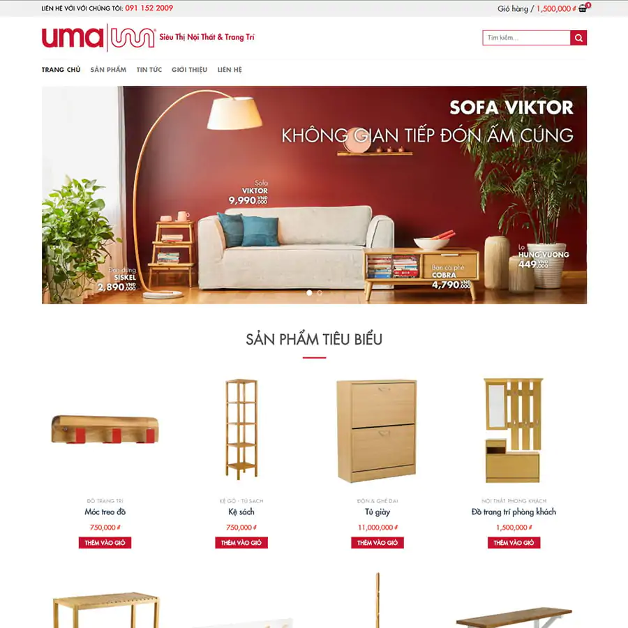 Mẫu website nội thất đẹp cho showroom và xưởng sản xuất