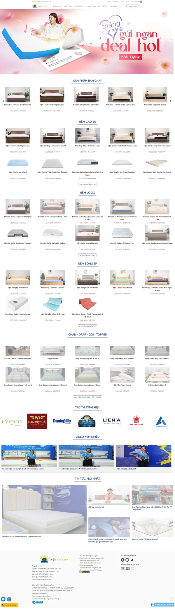 Mẫu Website chăn ga gối nệm MN382