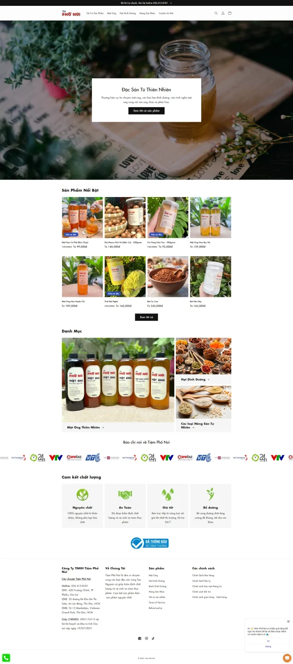 Mẫu website bán nông sản mã số MN492