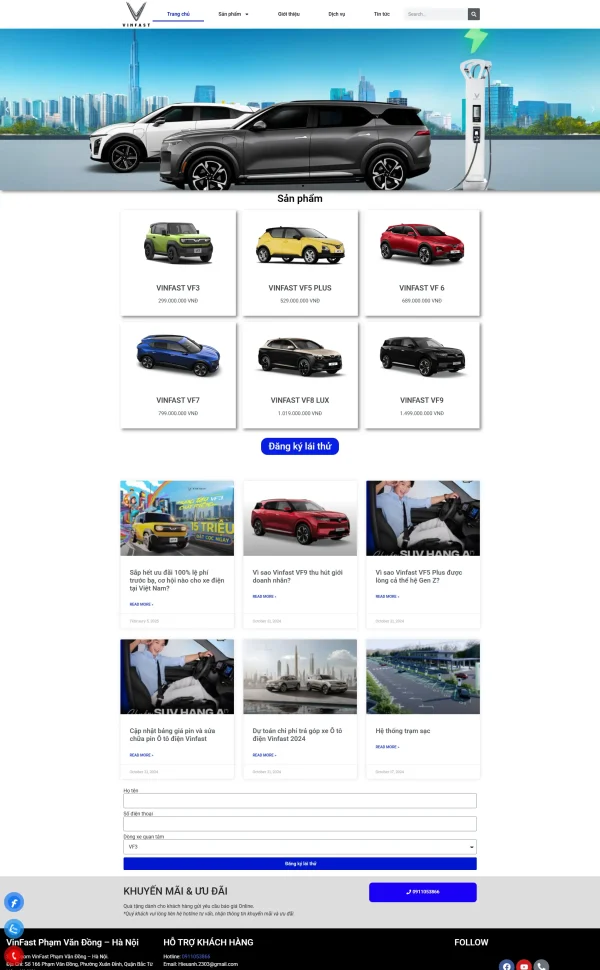 Mẫu Website bán xe ô tô MG MN343