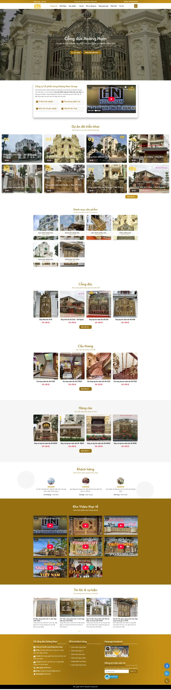 Mẫu website cổng đúc nhôm mã số MN495