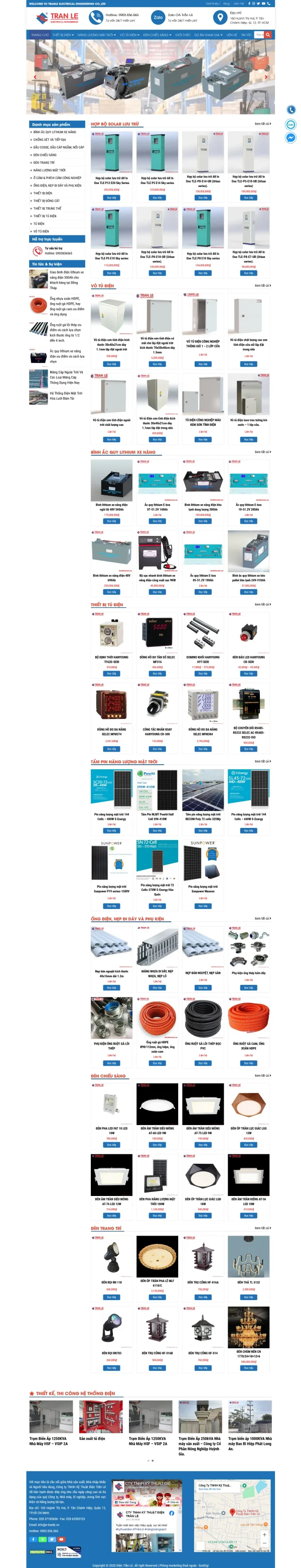 Mẫu website vật tư điện mã số MN398