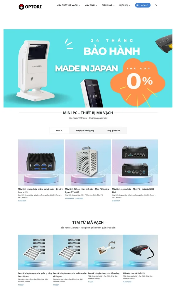 Mẫu Website kinh doanh máy tính mini MN186