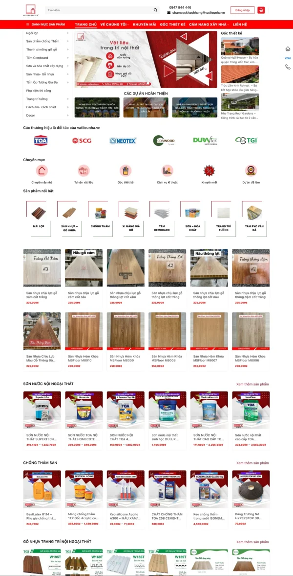 Mẫu Website Kinh Doanh Vật Liệu Xây Dựng MN145