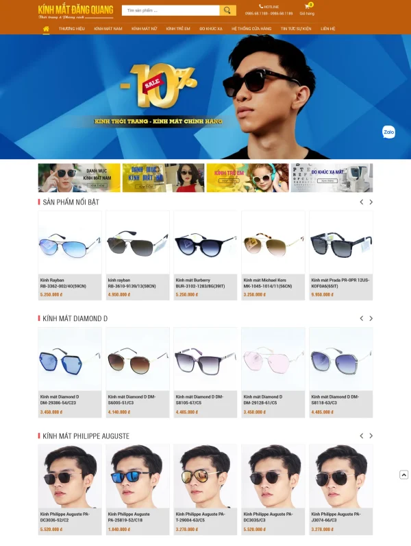 Mẫu Website Kinh Mắt Thời Trang MN282