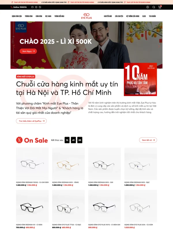 Mẫu Website Kính Mắt Thời Trang MN283