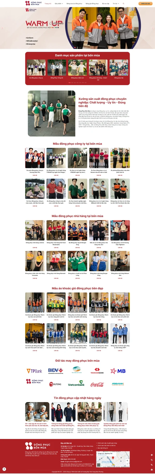 Mẫu Website áo đồng phục trọn gói MN243