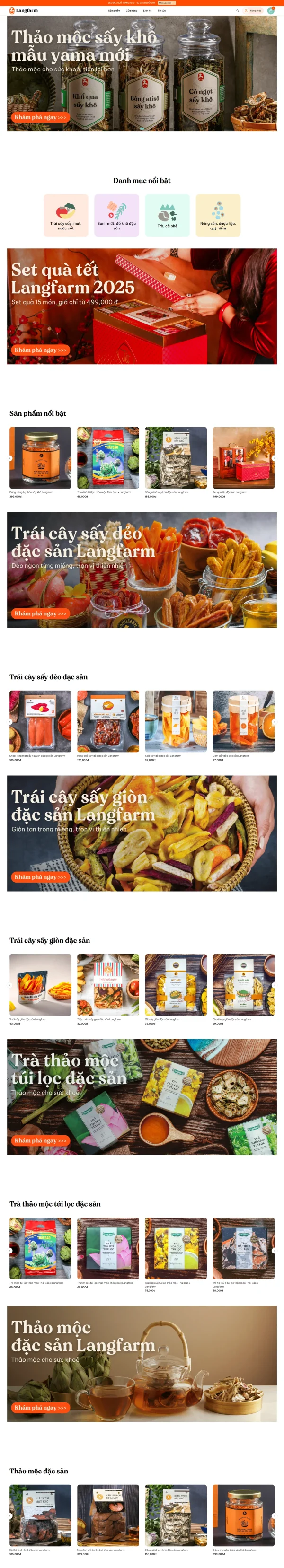 Mẫu website bán nông sản mã số MN490