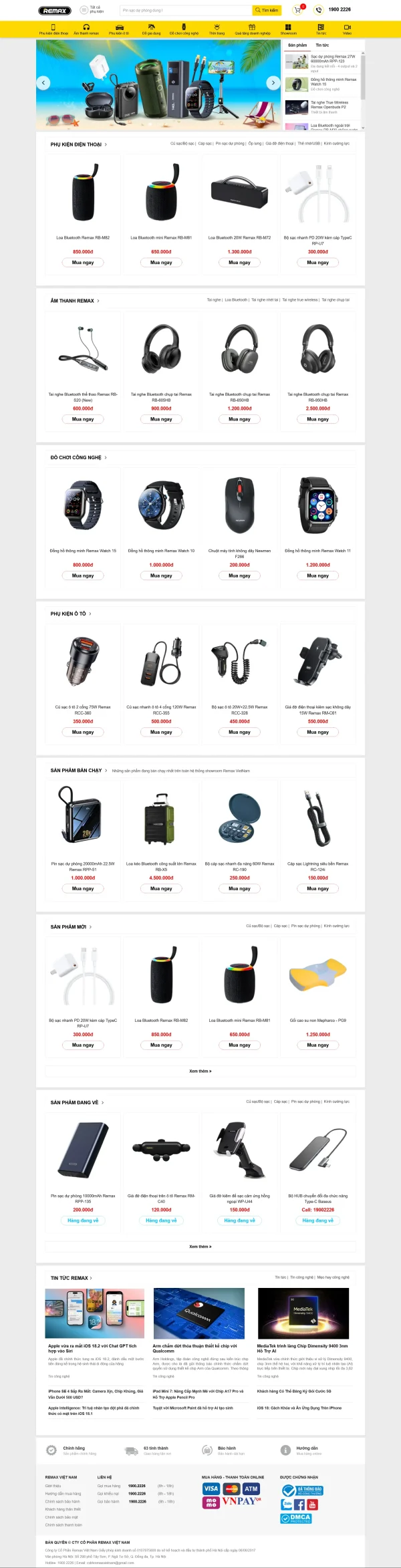 Mẫu Website phụ kiện điên thoại MN180