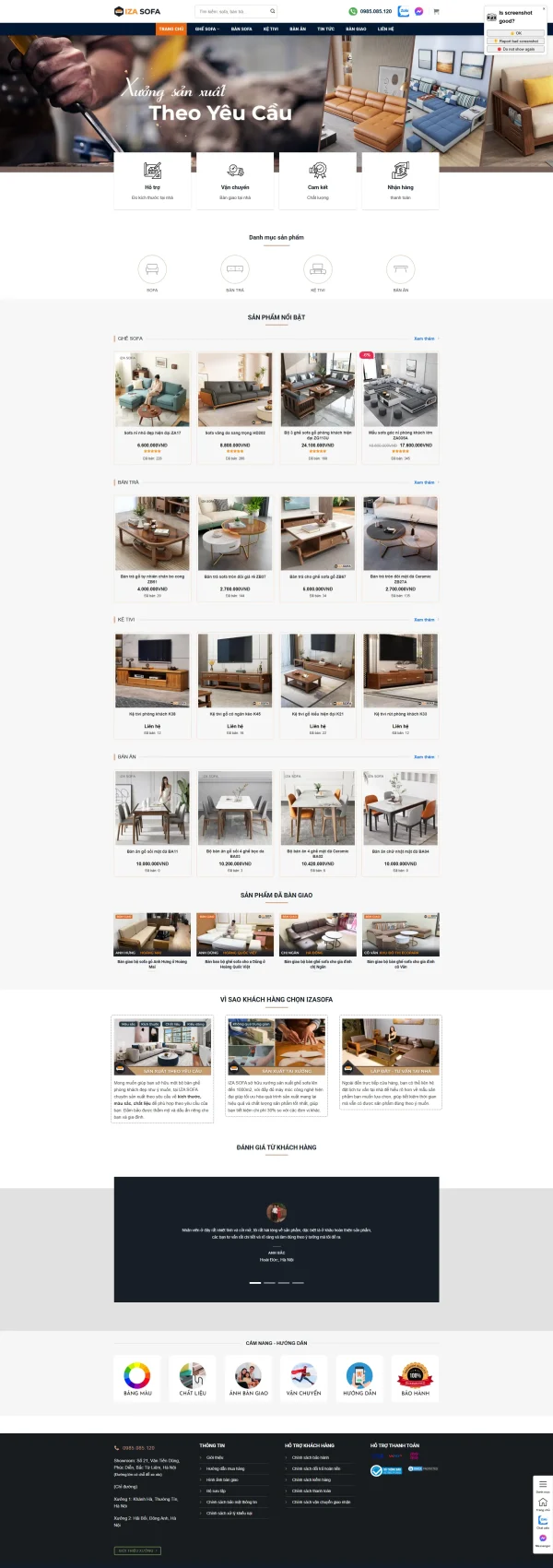 Mẫu website bán lẻ nội thất mã số MN481