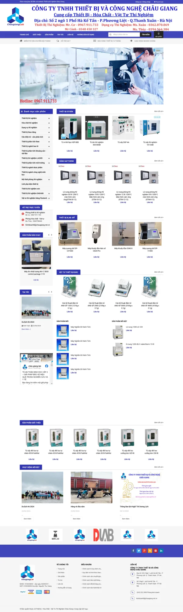 Mẫu Website thiết bị thí nghiệm cơ lý MN323