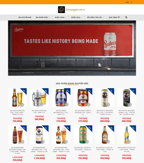 Mẫu Website kinh doanh rượu bia nước ngọt MN108