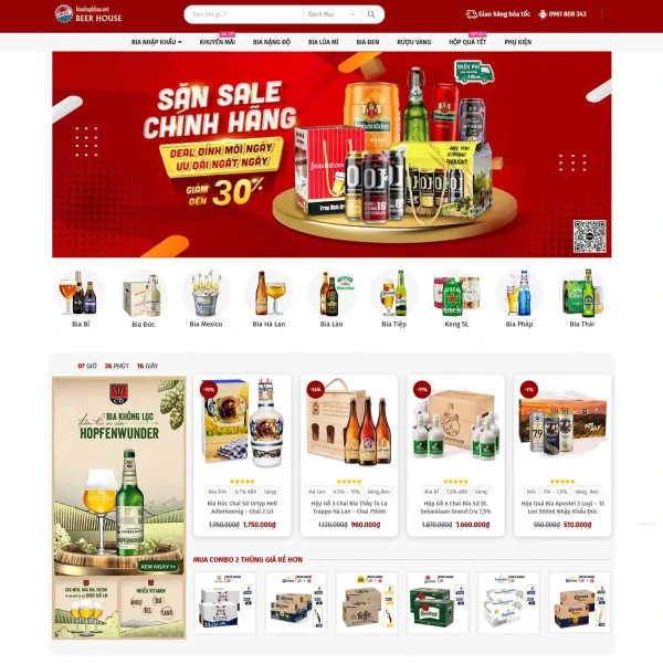 Mẫu Website Kinh Doanh Rượu Bia Nước Ngọt MN109