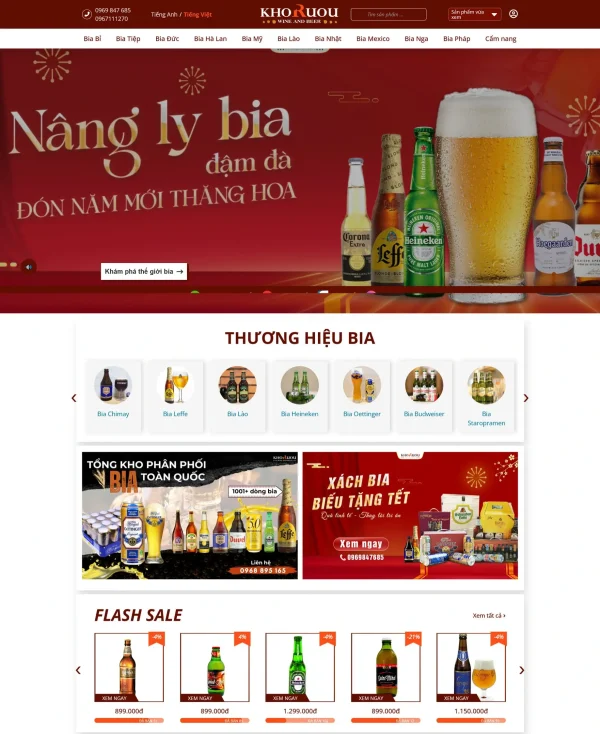 Mẫu Website kinh doanh rượu bia nước ngọt MN120