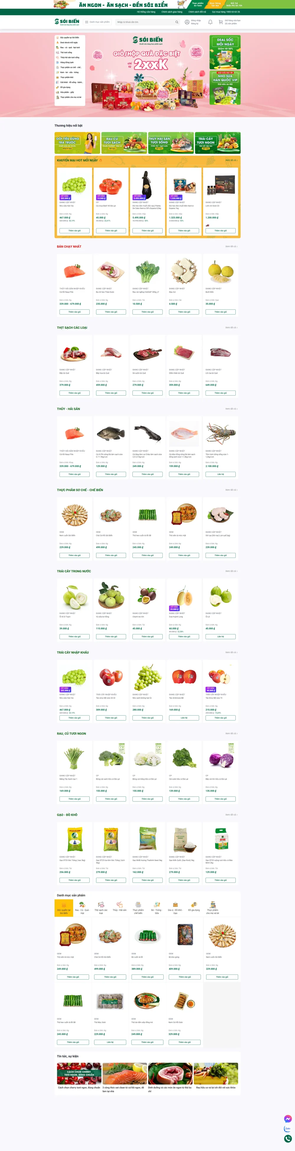 Mẫu website bán nông sản mã số MN491