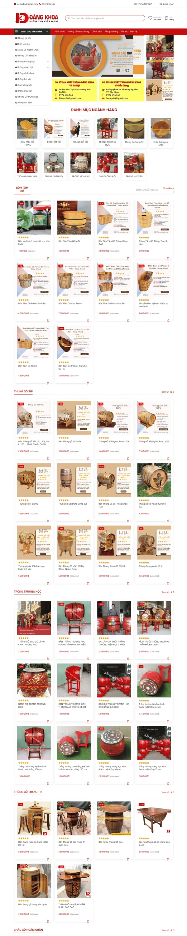 Mẫu Website thùng rượu gỗ trọn gói MN234