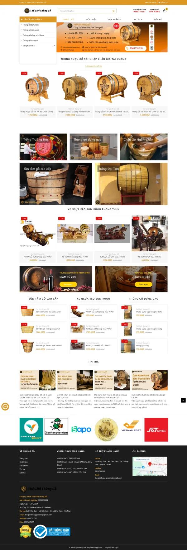 Mẫu Website thùng rượu gỗ trọn gói MN235