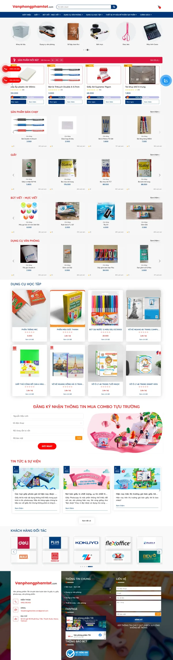 Mẫu website văn phòng phẩm MN001