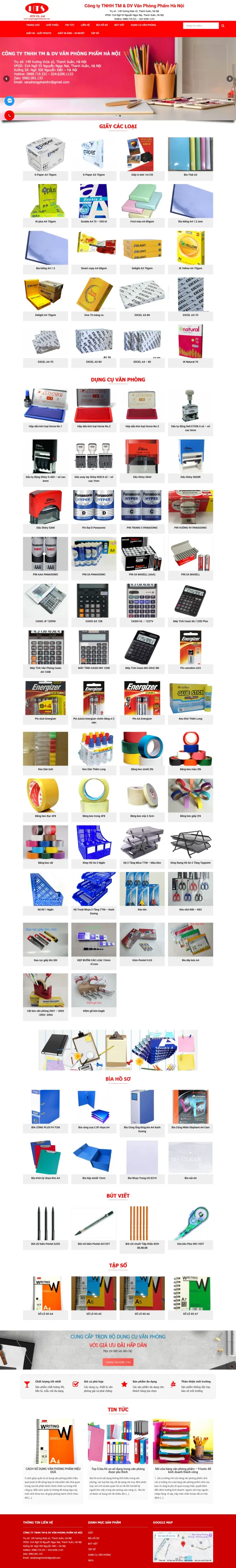 Mẫu Website văn phòng phẩm MN002