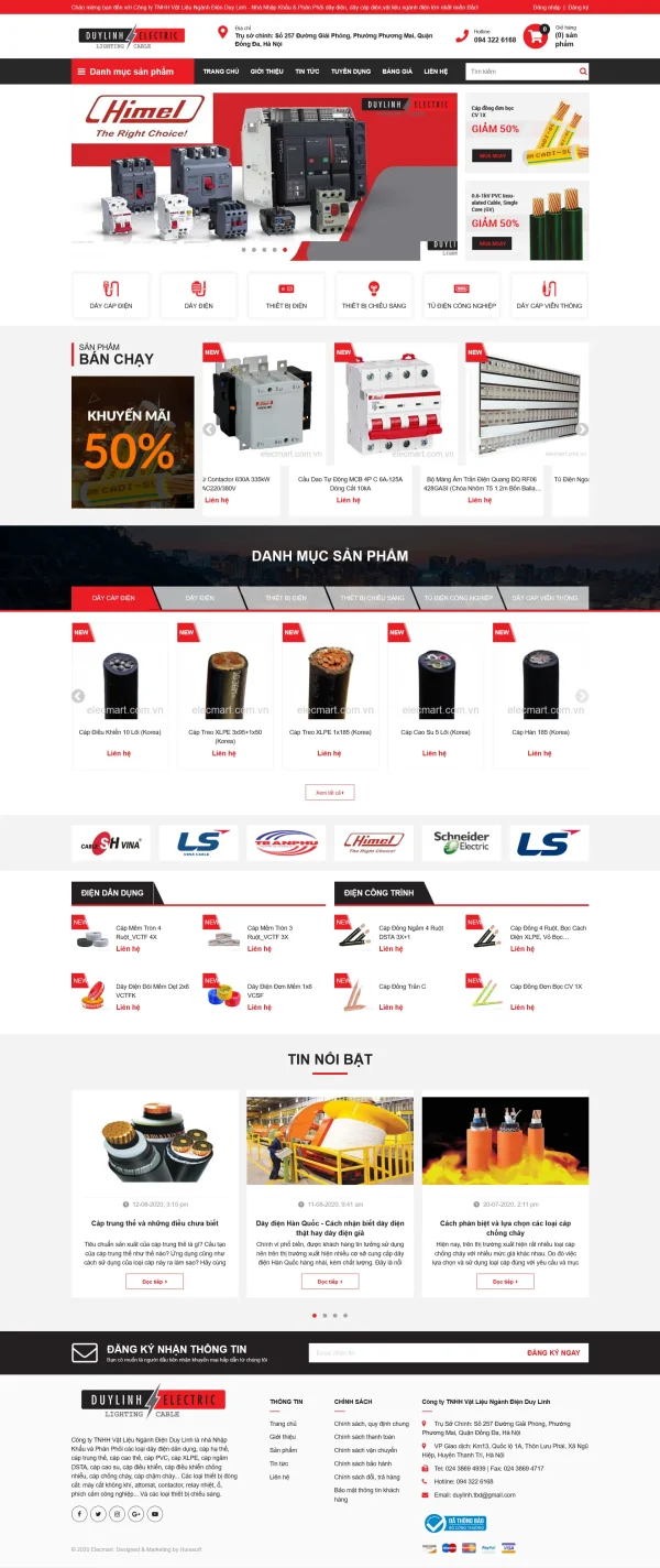 Mẫu Website vật tư điện công nghiệp MN332