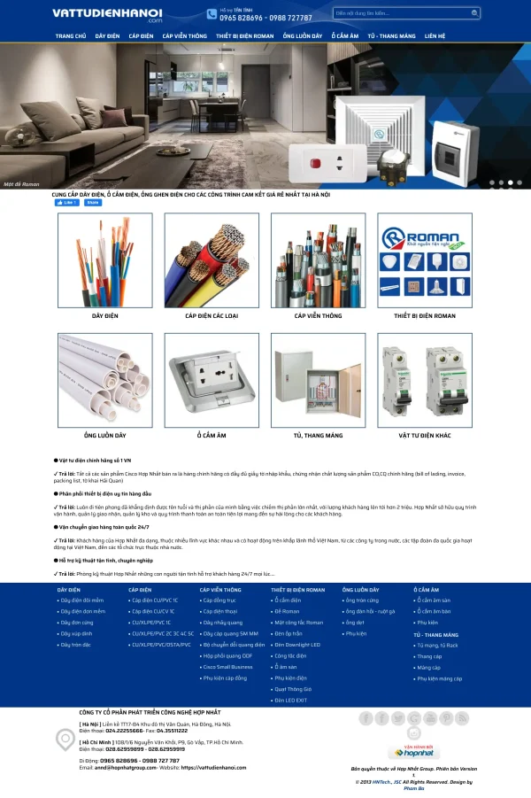 Mẫu website vật tư điện mã số MN399