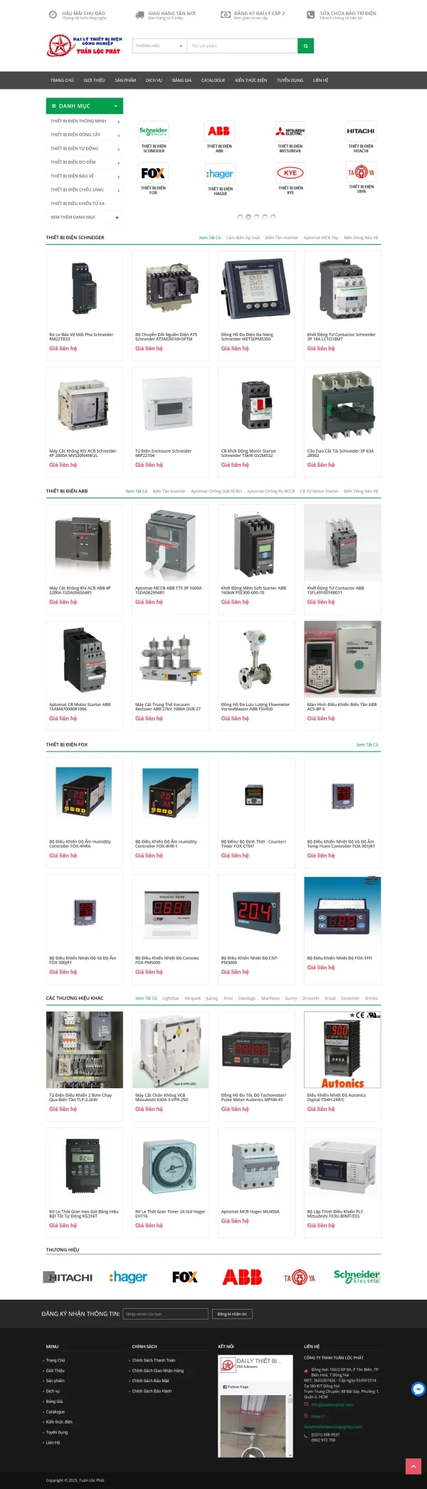 Mẫu website vật tư điện mã số MN400