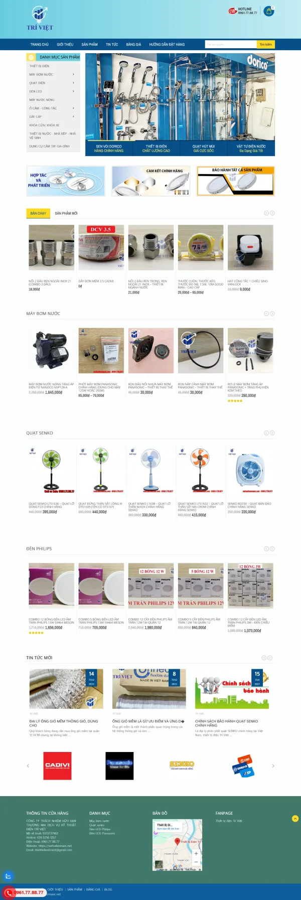 Mẫu Website vật tư điện nước trọn gói MN244