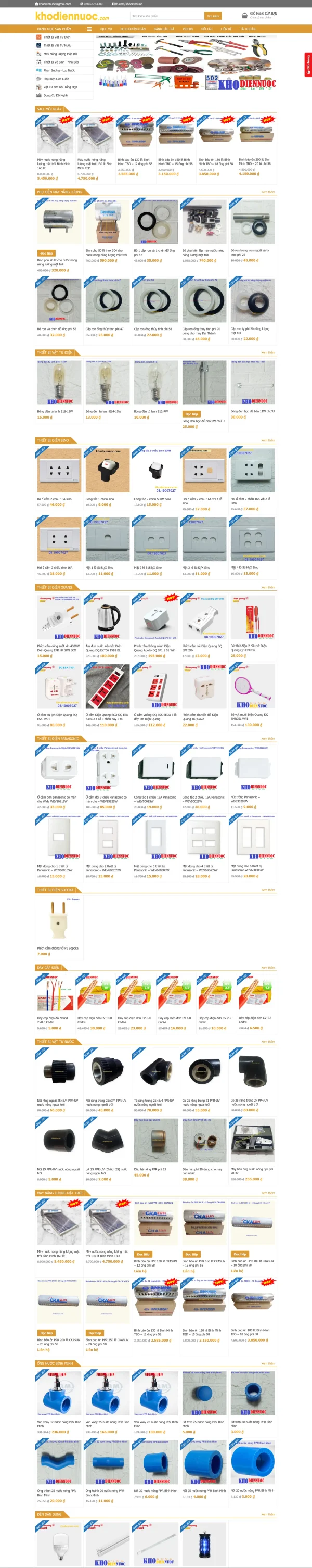 Mẫu Website vật tư điện nước trọn gói MN245