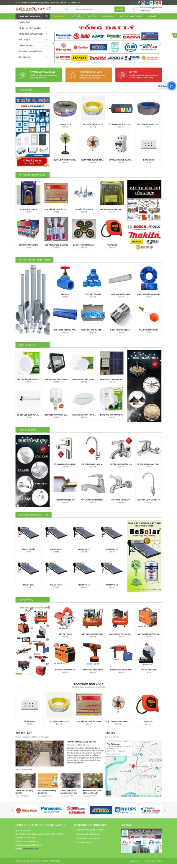 Mẫu Website vật tư điện nước trọn gói MN245