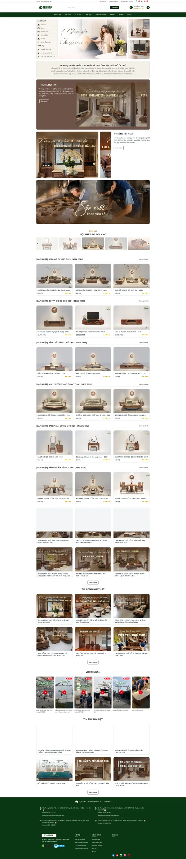 Mẫu website sofa gỗ óc chó mã số MN456