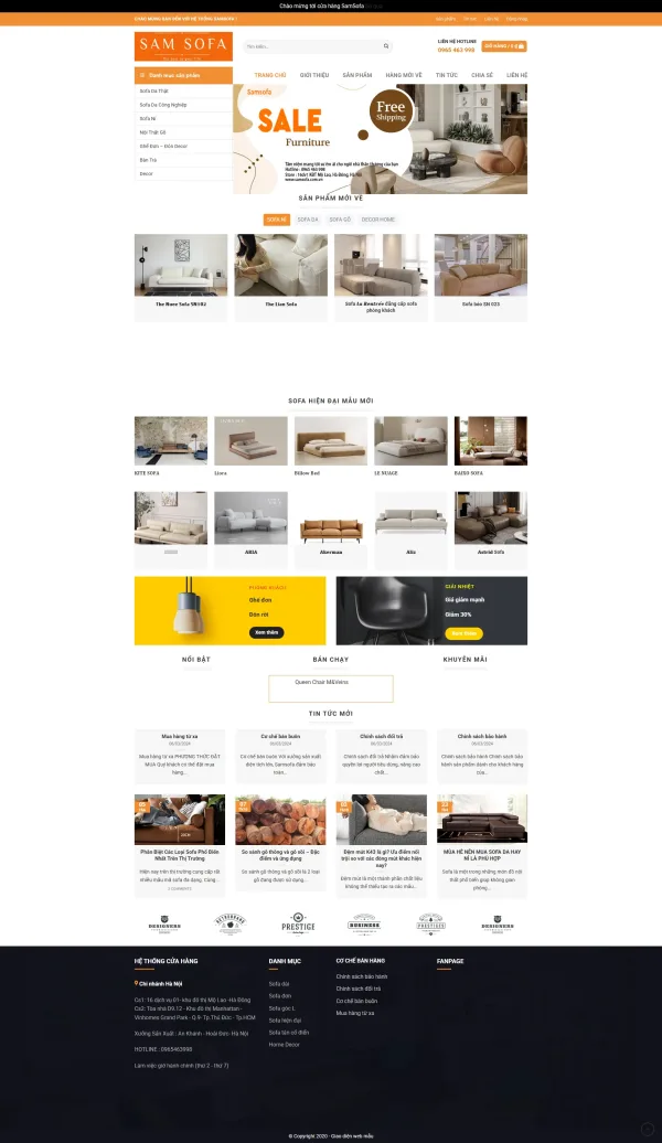 Mẫu website sofa gỗ óc chó mã số MN472