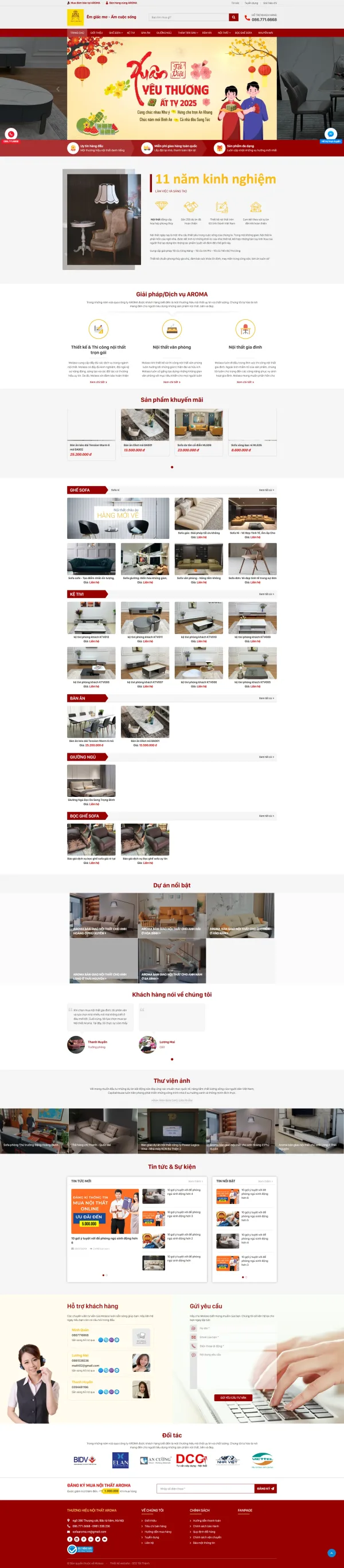 Mẫu website sofa gỗ óc chó mã số MN460