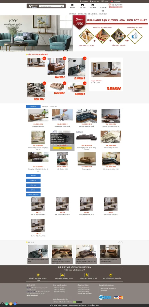 Mẫu website sofa da cao cấp mã số MN484